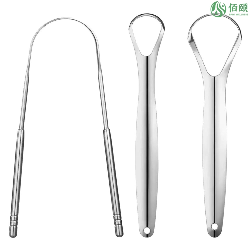 Y-shaped stainless steel tongue scraper